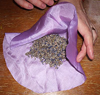 image of material shape being filled with lavender