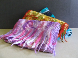 image of two coloured merino wool scarves